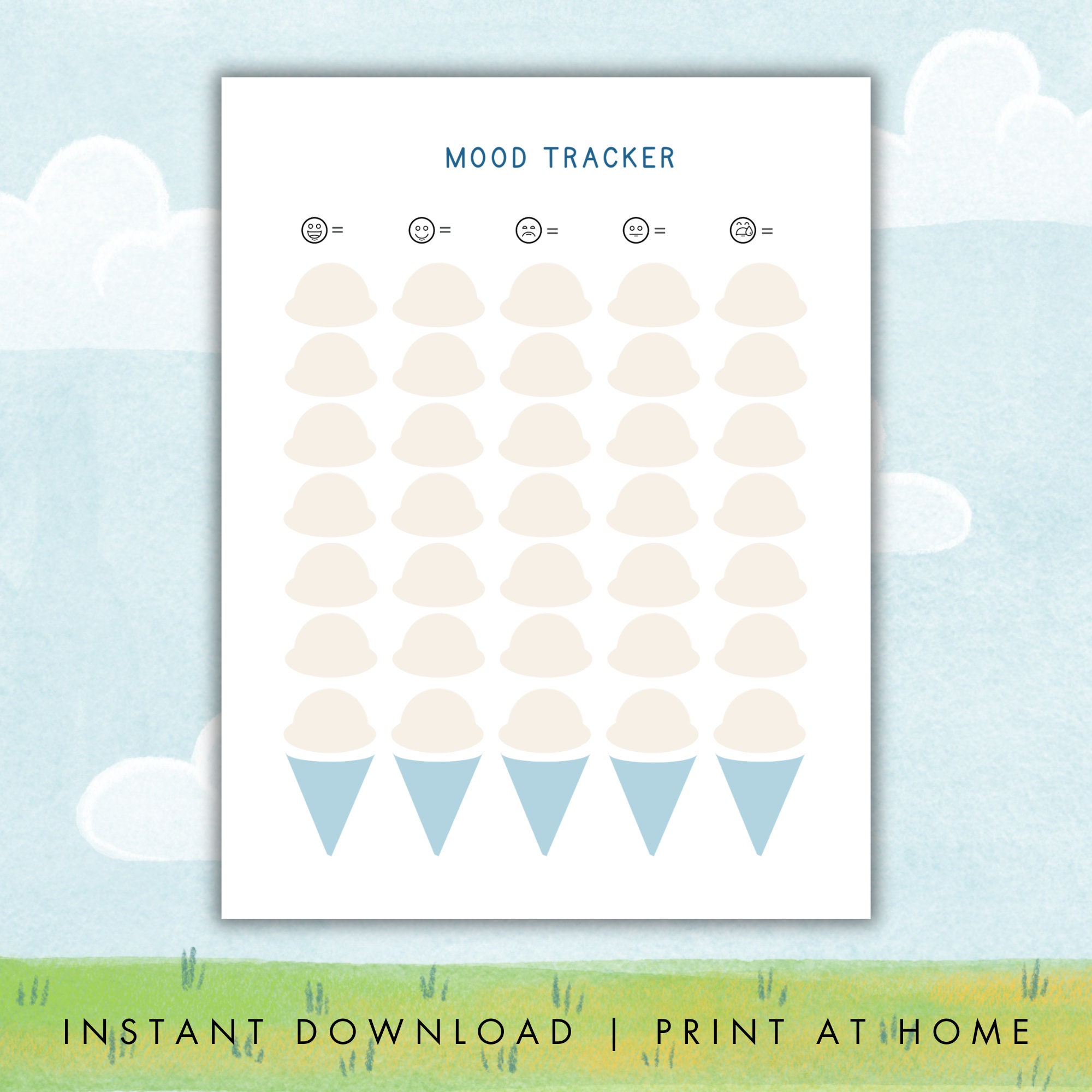 Kids Mood Tracker Printable, Mood Tracker Digital for Kids, Yearly ...