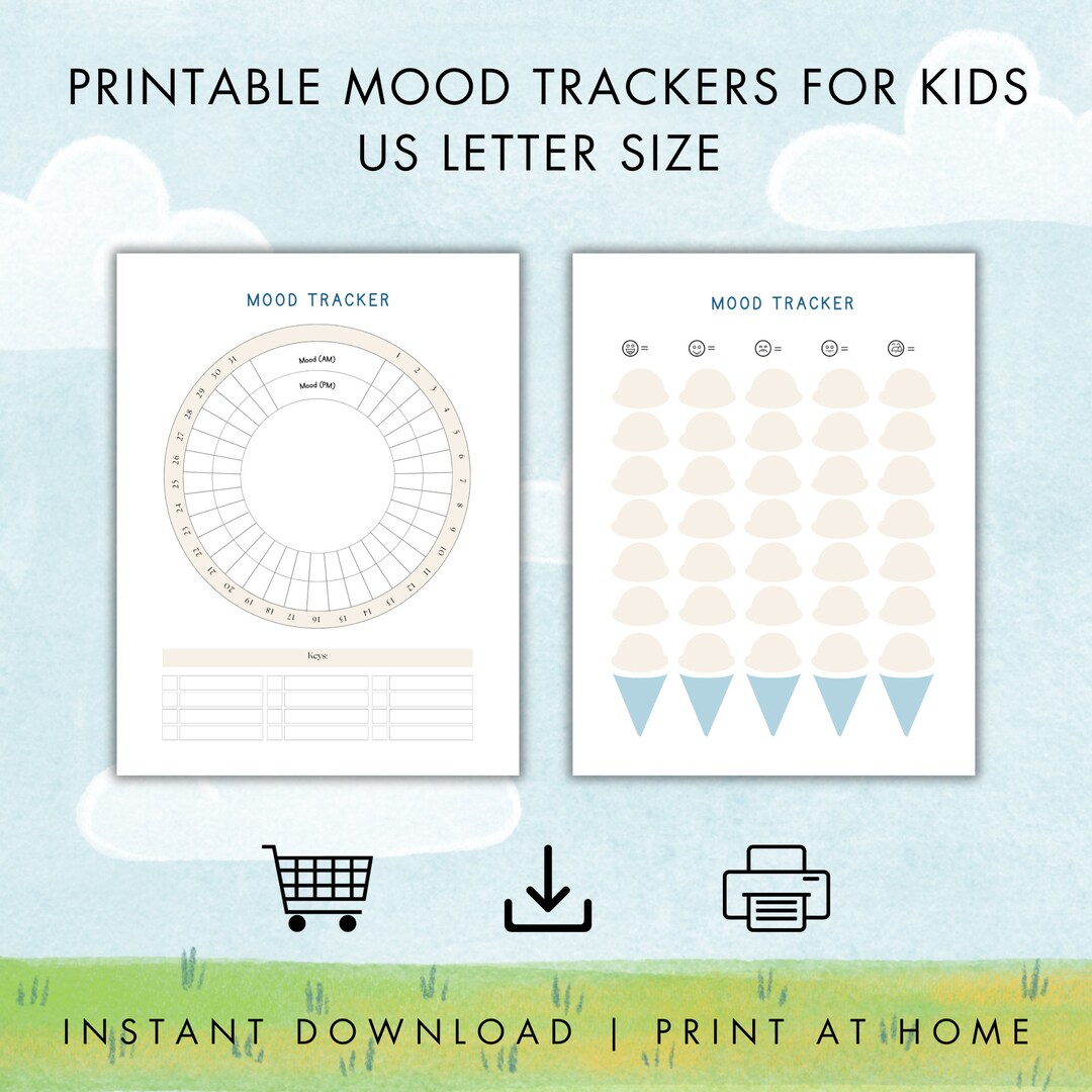 Kids Mood Tracker Printable, Mood Tracker Digital for Kids, Yearly ...