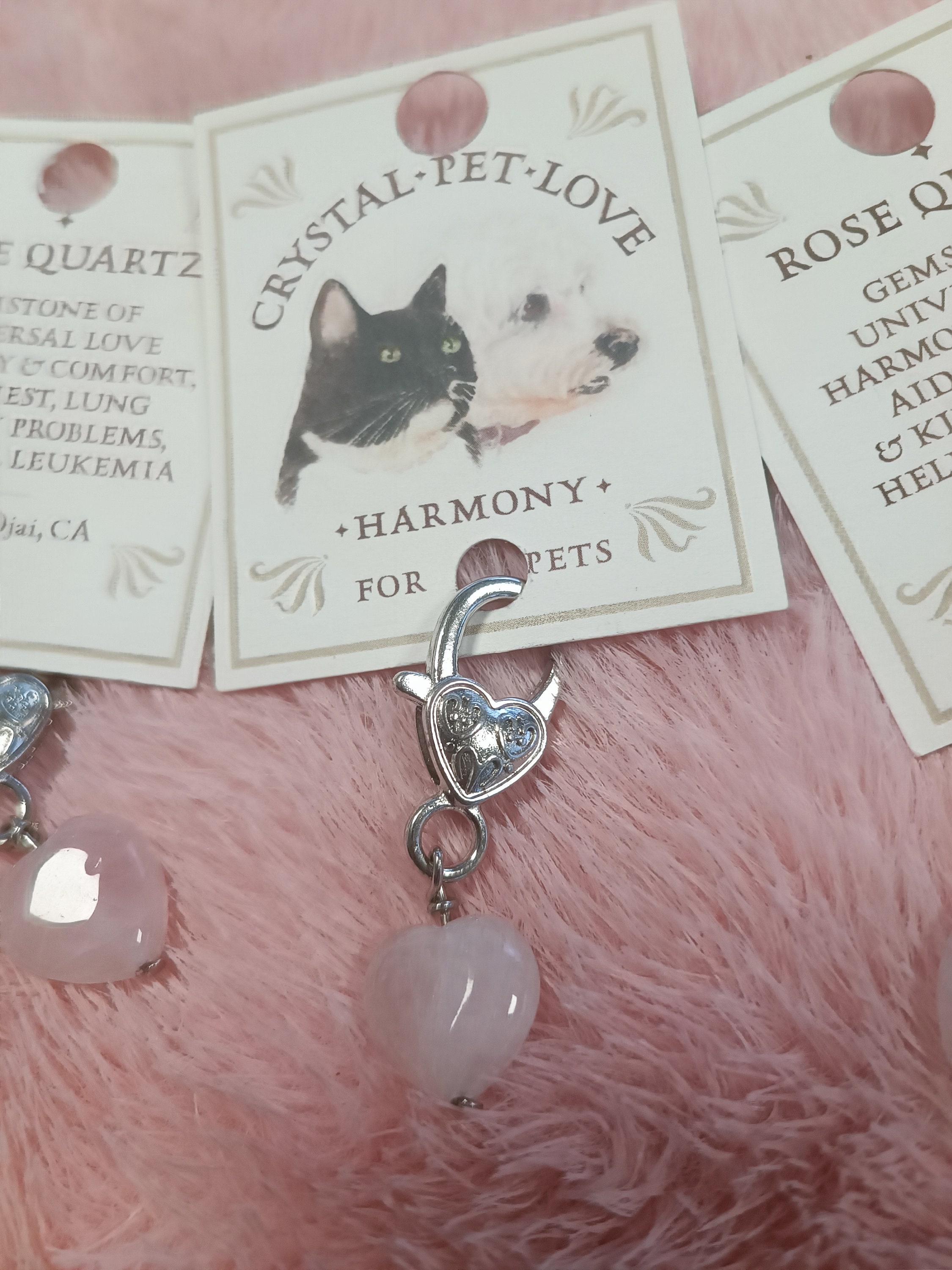 Boucles d'oreilles patte de chat en argent et quartz rose