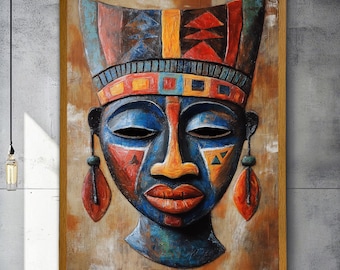 Impresión en lienzo de una reina africana, retrato de una mujer tribal, arte mural afrocéntrico