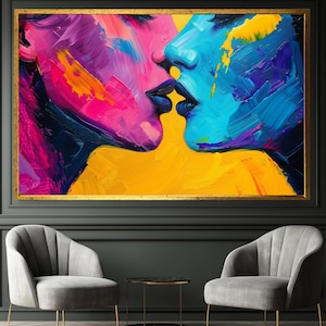 Lesbian Couple Art Canvas Print Lesbian Art Hot Couple Decor Couple Wall Decor Bedroom Wall Art Lesbian Home Decor Unique Gift idea