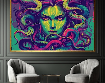 Medusa Canvas Art Medusa Home Decor Greek Mythology Art Home Decor Medusa Print Unique Gift idea Large Canvas Art Framed Wall Art