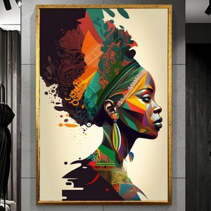 African Woman Wall Art, African Themed Women&#39;s Art, Abstract African Art, African Canvas Art, African Culture Art, Wall Art Gifts, Wall Art