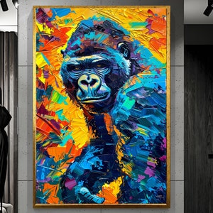 Gorilla wall Art gorilla Painting gorilla canvas Canvas print Wall Art gifts Ready to hang art wall hangings luxury wall art gift idea