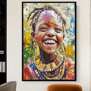African Child Art Canvas Print Black Boy Art African Ethnic Art Tribal Artwork African Print Large Framed Art Traditional African Art