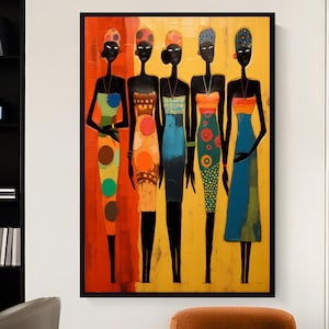 Afrikanische Frauen Kunst Leinwand Kunst Schwarze Frau Wanddekor, Kulturelle Wandkunst, Afrocentric Wandkunst, Geschenk für Mama, Wohnkultur, Wandkunst Geschenk
