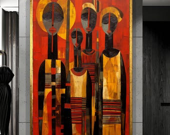 Abstract African Canvas Wall Art, Modern African Home Decor, African Gift, Wall Decor, Canvas Painting, African Oil Painting, Art Decor