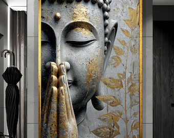 Buda dorado grande: lienzo de Buda zen, decoración de meditación