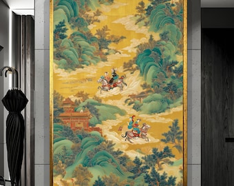 Lienzo de mitología china: Viaje imperial, decoración asiática vintage