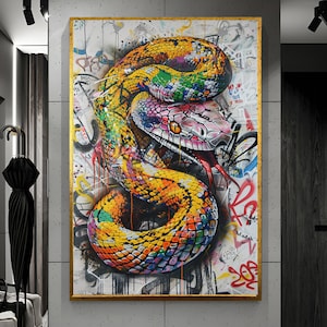 Graffiti Schlange Leinwand Kunst, Urban Street Style Decor