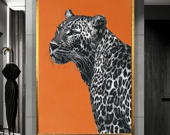 Minimal Leopard Wall Art: grande stampa su tela incorniciata