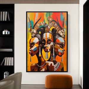 African Oil Painting, African Canvas Art, African Print, Large Wall Decor, Livingroom Wall Art, Office Decor, African Gods Wall Decor, Gift