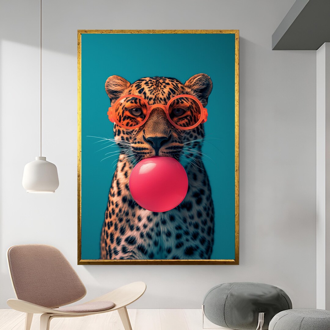 Leopard Wall Art, Leopard Print Funny Animal Decor Wall Hanging Home