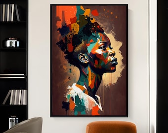 Black Woman Wall Art, African Themed Reflection Wall Decor, Wall Art Gifts, Gift For Mom, Wall decor, Home Art, Modern Wall Art, Tribal Art