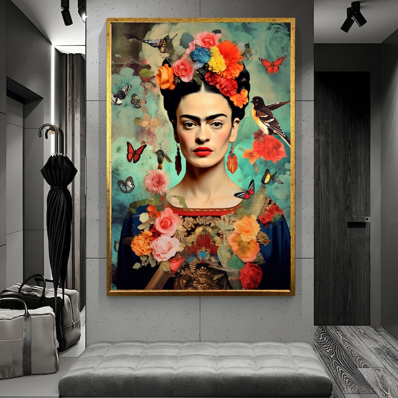 Frida Kahlo Print, Frida Portrait Historical Canvas Feminism Wall Art Wall Hanging Extra Large Art interior decor Livingroom Art