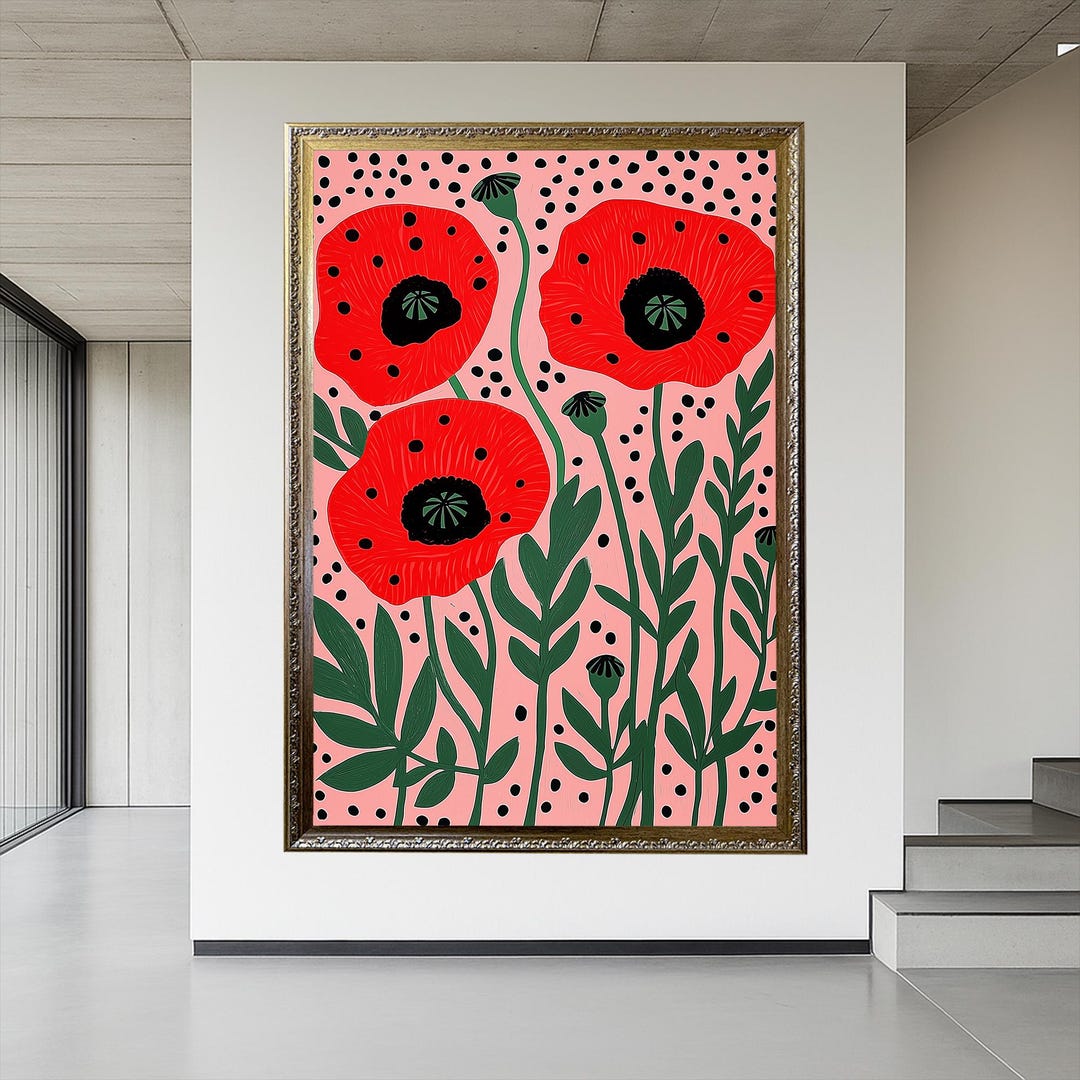 Yayoi Kusama Red Poppy Canvas Print, Wood Frame Wall Art - Etsy