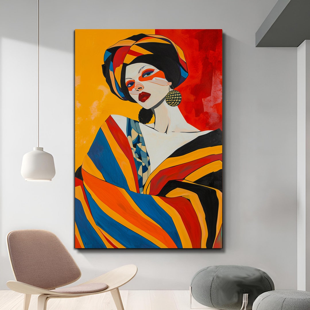 Tribal Wall Decor Woman Art African Home Decor Canvas Print Housewarming Gift Ready to Hang Wall