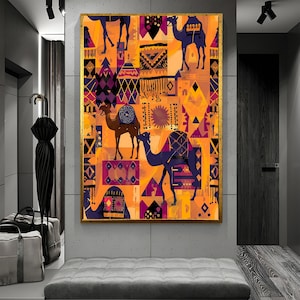 Egyptian Culture Art Egypt Holiday Gift Ancient Egyptian Patterns Decor Large Canvas Print Framed Wall Decor Gift for Boss Housewarming Gift
