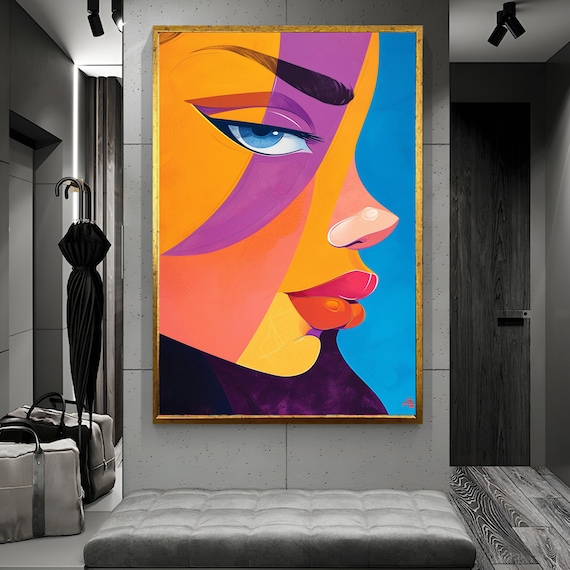 Abstract Woman Canvas Print, Minimalist Portrait Art, Ready to