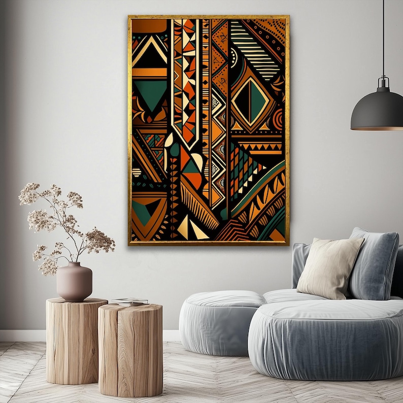 African Culture Wall Art : African Framed Decor, Extra Large Textured ...