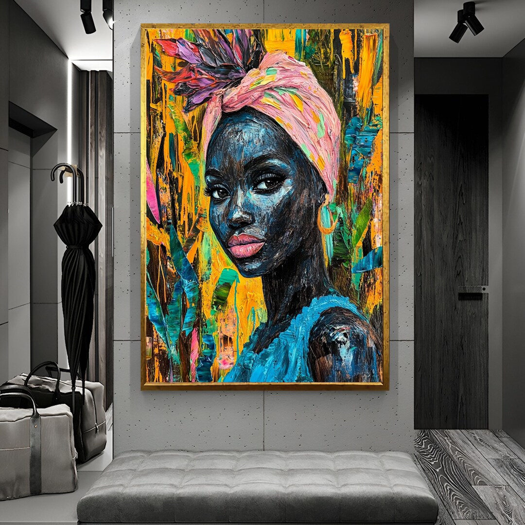 African Woman Canvas Art: Modern Abstract Portrait - Etsy