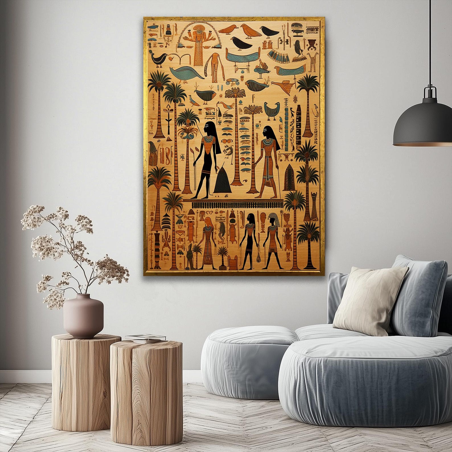 Ancient Egyptian Canvas Hieroglyphic Wall Art Large Canvas Art Wood ...