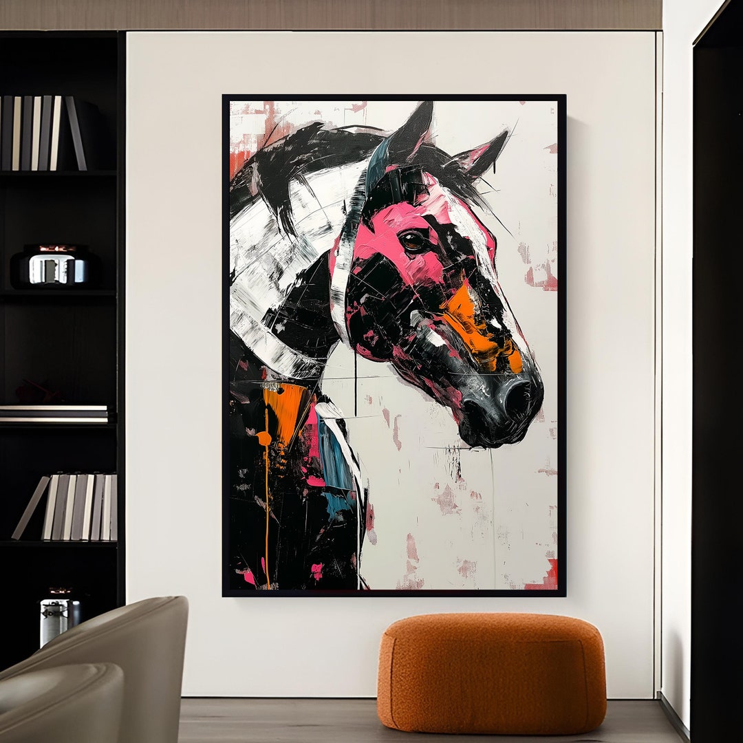Horse Head Wall Art Canvas Print Abstract Horse Art Large Artwork ...