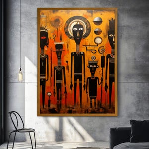 Tribal African Abstract Wall Art  Canvas Print Afro Boho Home Decor Large Canvas Art Unique Wall Decor Printed Canvas Art Framed Wall Art