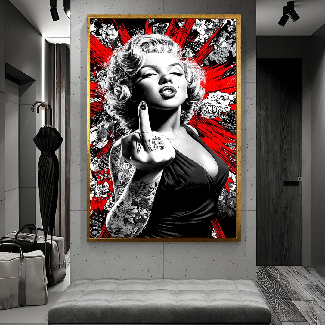 Marilyn Monroe Pop Art Canvas, Edgy Black White Red Wall Art - Etsy
