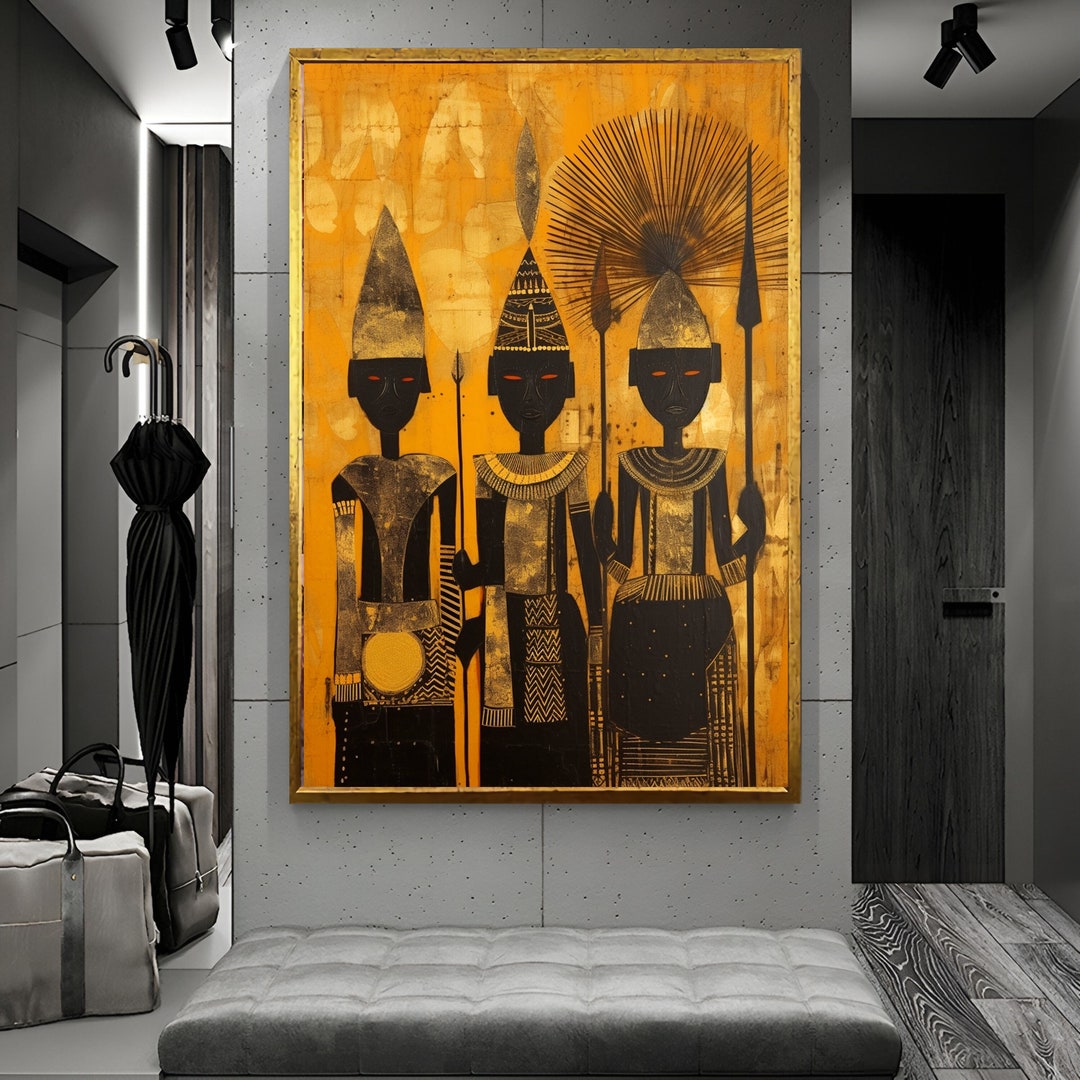 African Warriors Wall Decor, Historical Wall Art, Ancient Warrior Art