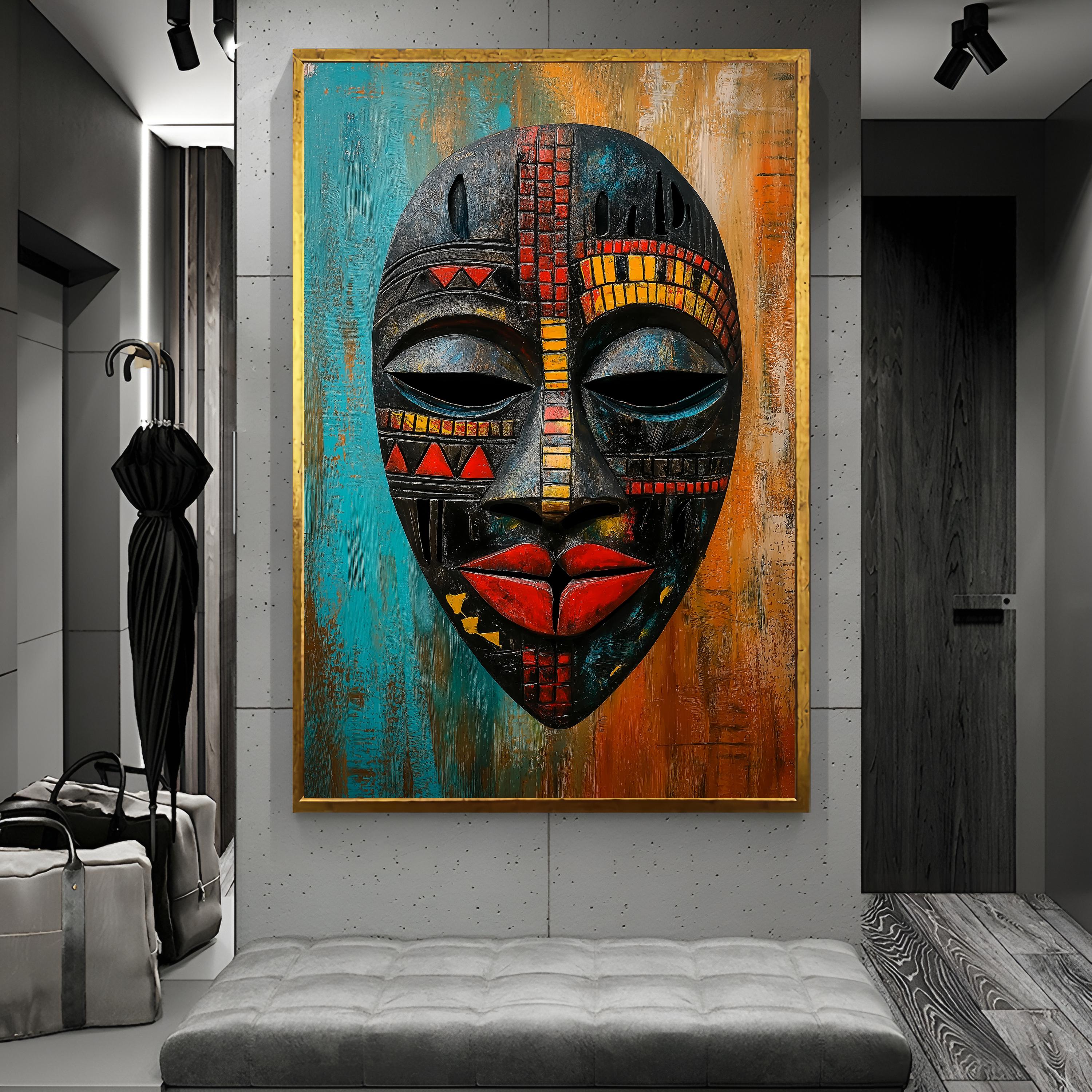 African Mask Canvas Art, Extra Large Tribal Wall Decor - Etsy