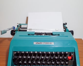 Macchina da scrivere Olivetti Studio 45 - Blu acqua - Vedi descrizione! Da riparare, per parti o decorazione