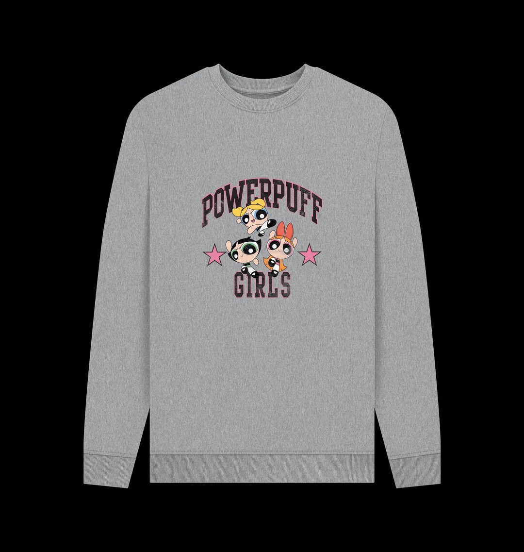 The Powerpuff Girls Script Graphic Logo Heather Grey Sweatshirt - Etsy