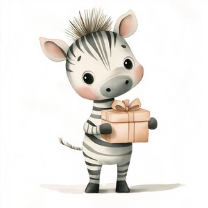 15 Baby Tiere mit Geschenken Clipart-Set | Niedliche Tierillustrationen für Kinderhandwerk und Party-Dekor | Entzückende Baby Animal Grafiken