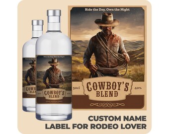 Printable bottle label for Rodeo Lover - Unique custom gift for Rodeo Lover, digital personalized file