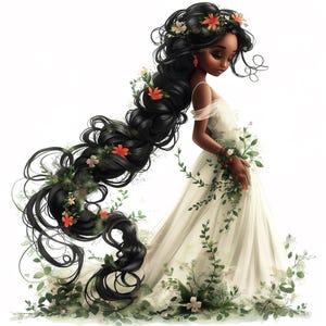 African American Bride Clipart | Elegant Wedding Watercolor Art | 12 High-Quality PNGs | Digital Download | Paper Craft | Junk Journal