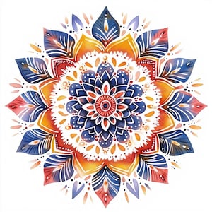 18 Watercolor Mandala Clipart | Intricate Boho Mandala Illustrations For Digital Crafting | Vibrant Designs For Scrapbooking and Journaling