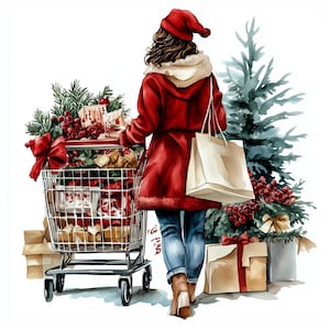 15 Supermarket Shopper Clipart Set | Fun Grocery Store Illustrations | Shopping Cart Graphics | Supermarket Shopper Art | Grocery Decor