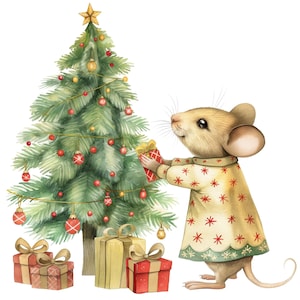 20 Cute Christmas Mouse Clipart | Festive Holiday Mouse Illustrations for Crafts & Greeting Cards | Winter Decor Images