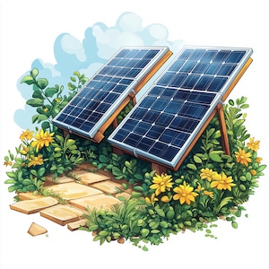 12 Solar Power Clipart, Eco-Friendly PNG Designs for Renewable Energy, Sustainable Living Digital Download Art, Renewable Energy Art