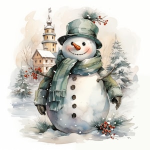 17 Vintage Ephemera Christmas Snowman Clipart | Retro Snowman Graphics for Crafts, Scrapbooking & Holiday Decor | Nostalgic Christmas Art