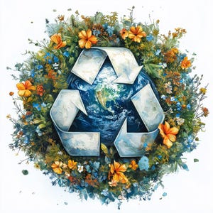 12 Recycling Earth Clipart, Eco-Friendly PNG Designs for Earth Day, Sustainable Living Digital Art, Digital Download File, Earth Day Decor