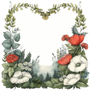 12 Vintage Valentine&#39;s Day Frame Clipart, Retro Heart Frames, Love-themed PNG Images for Scrapbooking, Digital Crafting, Romantic Frame Art