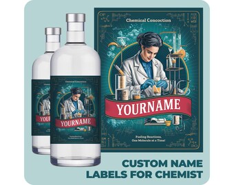 Étiquette de gin personnalisée pour pharmacien, Étiquette imprimable personnalisée pour fête d'anniversaire, Étiquette d'alcool personnalisée, cadeau pour pharmacien, Étiquette de bonbonnière