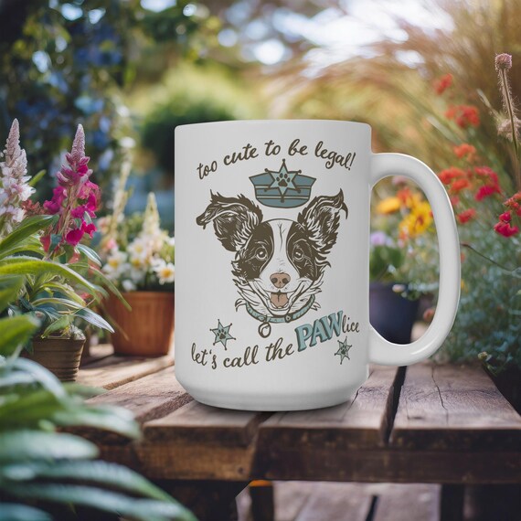 Blue Puppy Mug, Dog Lover Gift, Retro Look Dog Mugs, Large Coffee