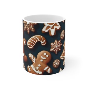 Gingerbread koekjes op een koffiemok. 3D koekjes of een mok.