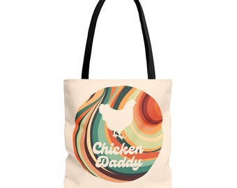 Chicken Daddy Tote Bag. Tote bag with a chicken with retro colors.
