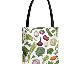 Vegan style Tote Bag. Tote bag with vegetables. Vegan design tote bag. Shopping in vegan style.