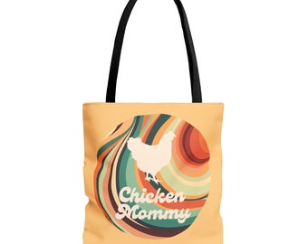 Chicken Mommy Tote Bag. Tote bag with a chicken with retro colors.