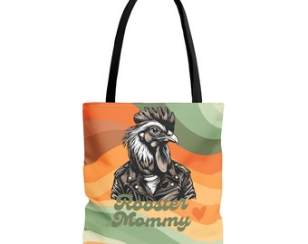 Rooster Mommy Tote Bag. Tote bag with a rooster with retro colors.